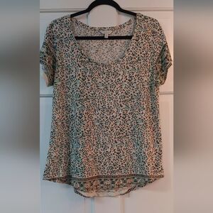 Lucky Brand Beige and Teal Patterned Blouse